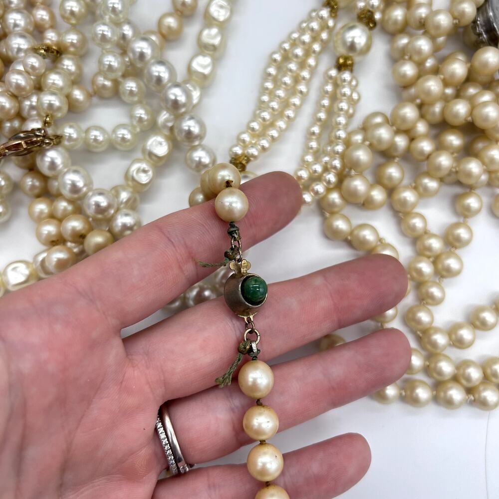 Vintage Faux Pearl Necklace Lot Bundle 50's 60's Retro Costume Jewelry VTG - Picture 9 of 12